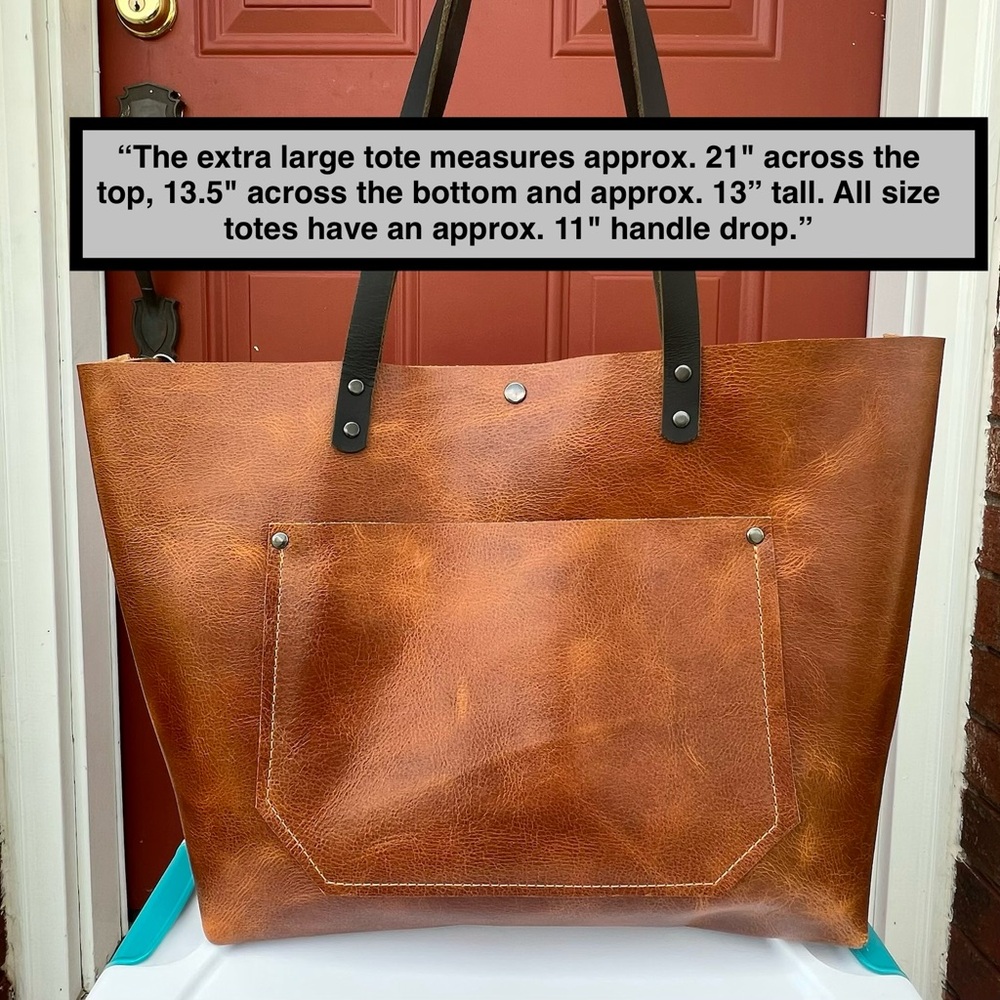852 Leather Custom OOAK Brown Leather Tote Bag